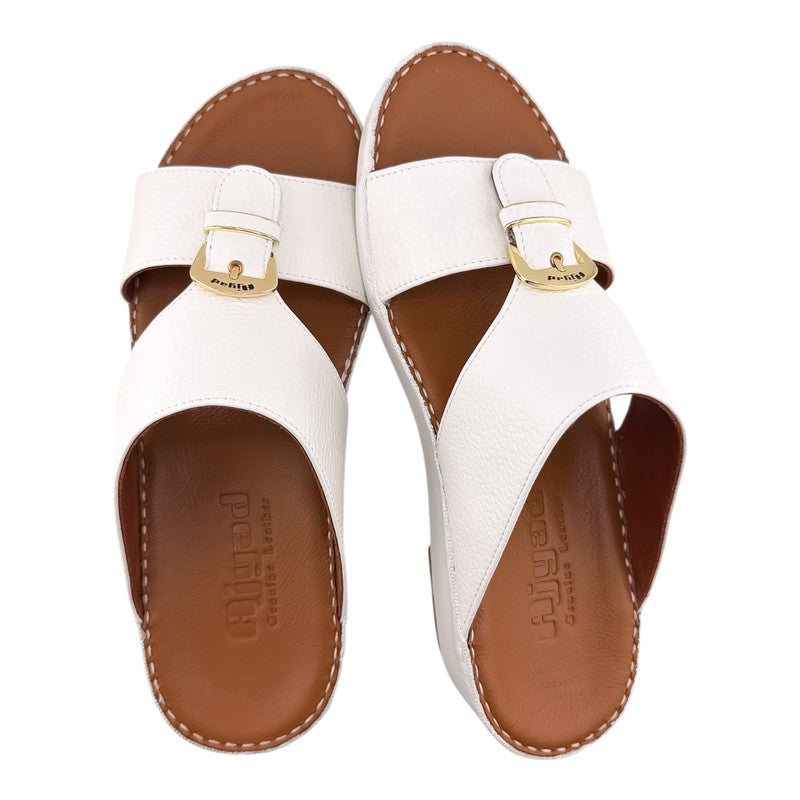 AJYAD Handmade Arabic Sandals For Men | Outdoor Mens Slippers | Everyday Flip Flops Open Toe | Arabic Genuine Shamwa Leather | New Design | Tan Footbed | Comfortable & LightWeight - Image 2